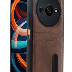 Xiaomi Redmi A3 4G Kılıf Sara Kartvizitli Deri Kılıf - Taba-(5796)