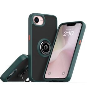 iPhone 16E Kılıf Montreal Yüzüklü Silikon Kapak - Yeşil-(5796)