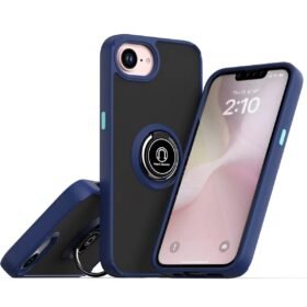 iPhone 16E Kılıf Montreal Yüzüklü Silikon Kapak - Lacivert-(5796)