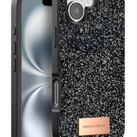 iPhone 16 Plus Bright Simli Kapak - Siyah-(5796)