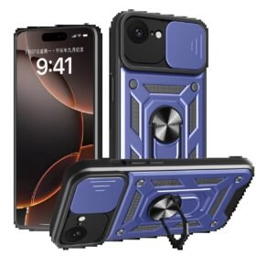 iPhone 16E Kılıf Pars Lens Yüzüklü Silikon - Lacivert-(5796)