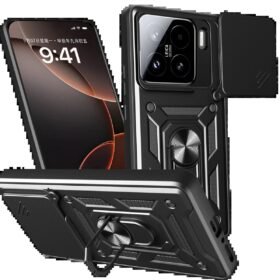 Xiaomi Mi 15 Kılıf Pars Lens Yüzüklü Silikon - Siyah-(5796)