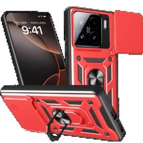 Xiaomi Mi 15 Kılıf Pars Lens Yüzüklü Silikon - Kırmızı-(5796)