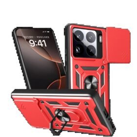 Xiaomi Mi 15 Pro Kılıf Pars Lens Yüzüklü Silikon - Kırmızı-(5796)