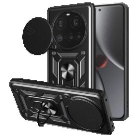 Xiaomi Mi 15 Ultra Kılıf Pars Lens Yüzüklü Silikon - Siyah-(5796)