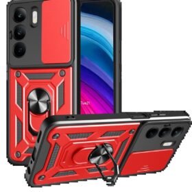 Realme C75 4G Kılıf Pars Lens Yüzüklü Silikon - Kırmızı-(5796)