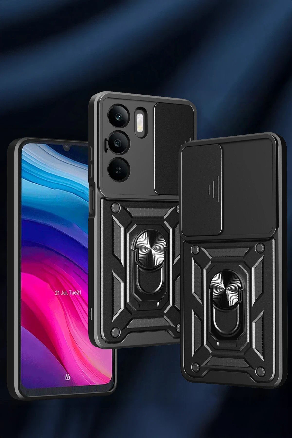 Realme C75 4G Kılıf Pars Lens Yüzüklü Silikon - Yeşil-(5796) - Görsel 2