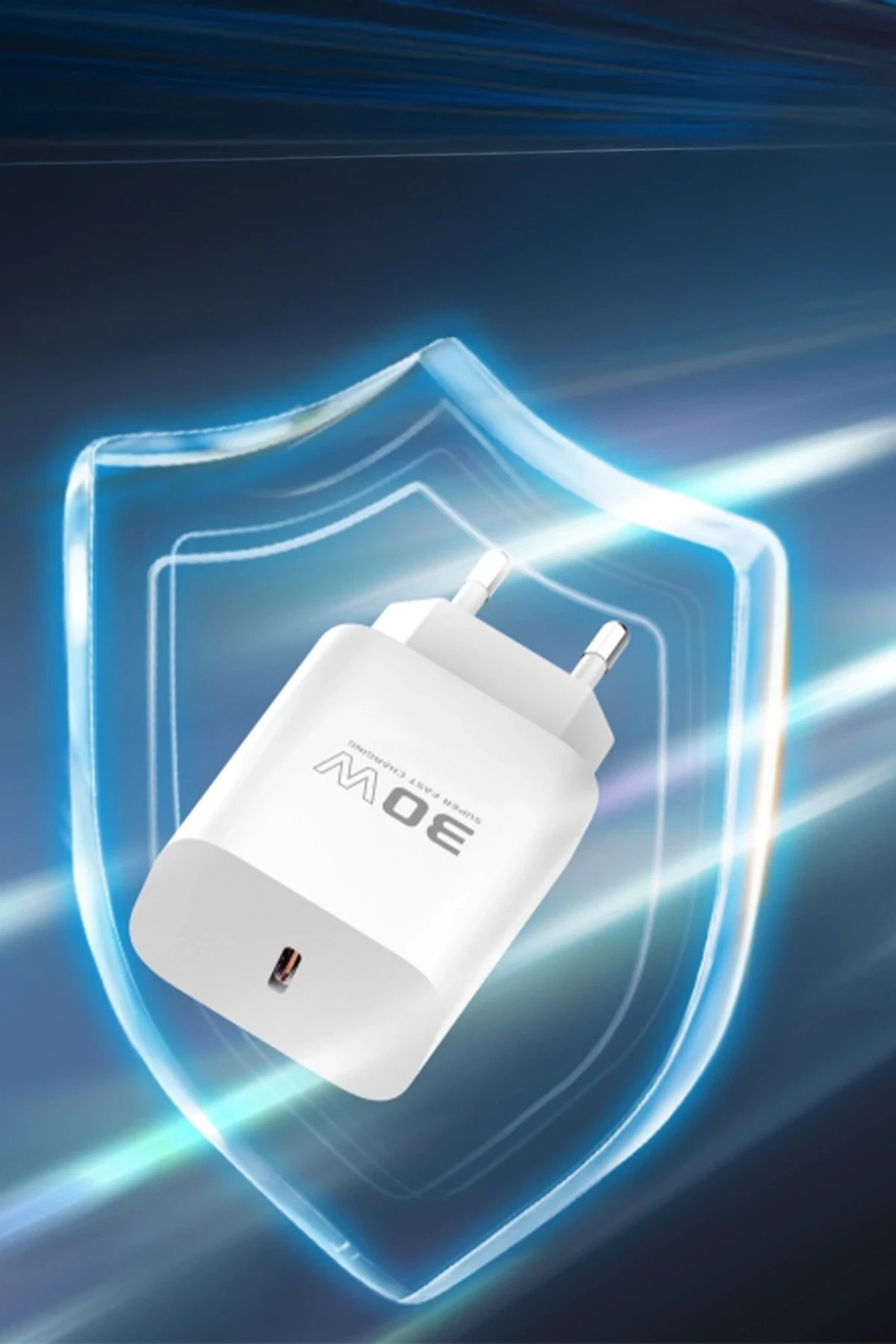 C87C 30W Type-C Çıkışlı Ekstra DL50 1M Type-C to Lightning Kablolu PD Şarj Cihazı - Beyaz-(5796) - Görsel 3