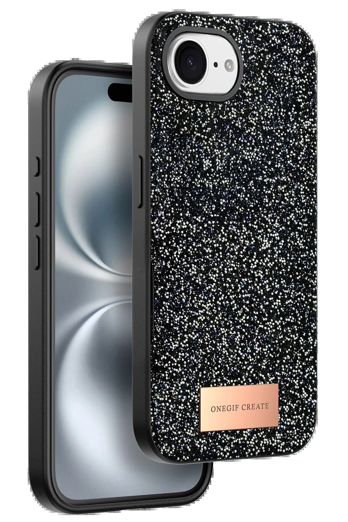 Apple iPhone 16E Bright Simli Kapak - Siyah-(5796)