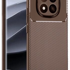 Xiaomi Redmi Note 14 Pro Plus Kılıf Auto Focus Karbon Kapak - Kahverengi-(5796)