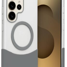 Samsung Galaxy S23 Ultra Velar Magsafe Kapak - Natural Grey-(5796)