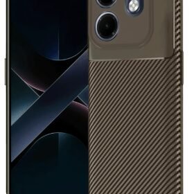 İnfinix Smart 9 Kılıf Auto Focus Karbon Kapak - Kahverengi-(5796)