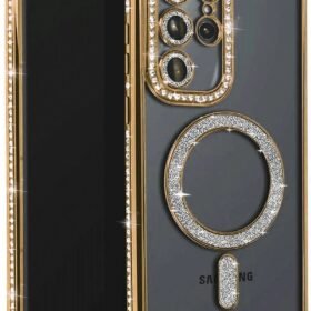 Samsung Galaxy S23 Ultra Joke Simli Magneticsafe Kılıf - Gold-(5796)