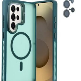 Samsung Galaxy S25 Ultra Flet Lens Magsafe Kapak - Koyu Yeşil-(5796)