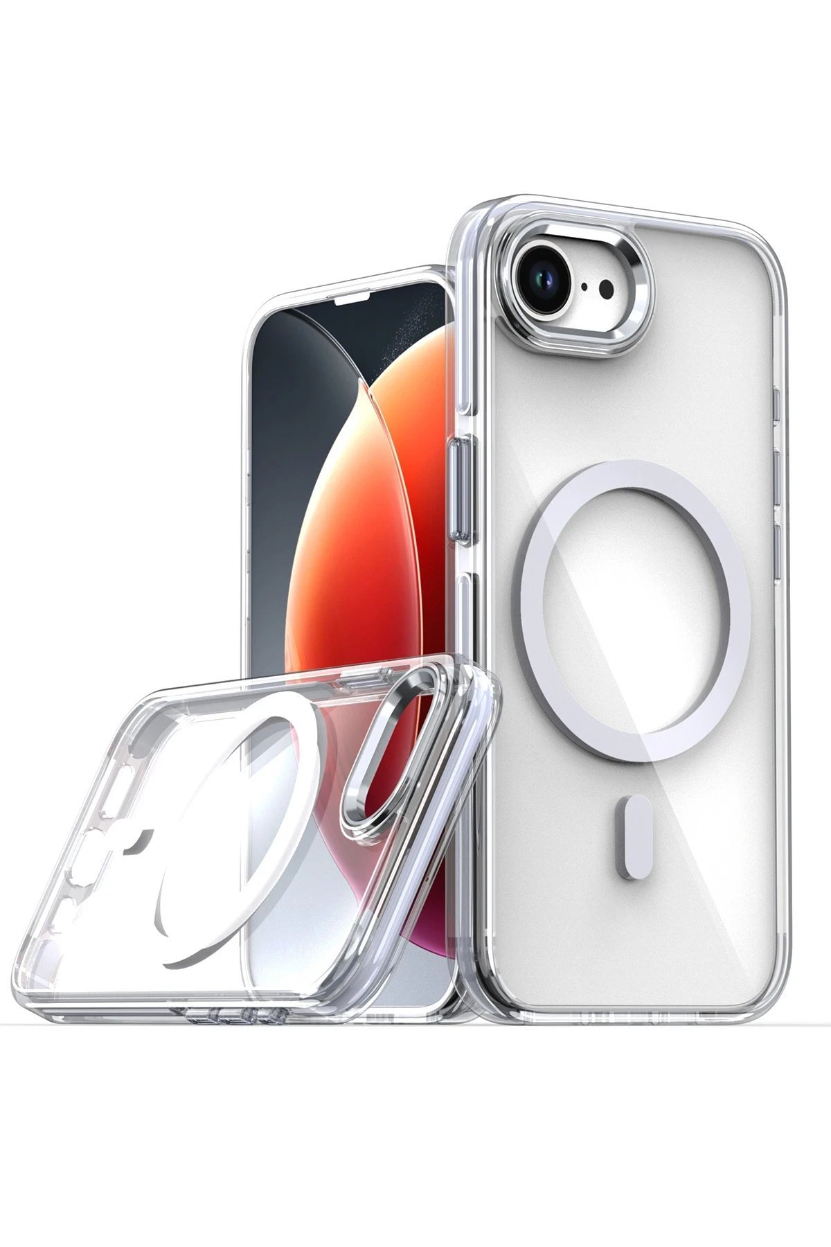 iPhone 16E Bella Magsafe Kapak - Gri-(5796)