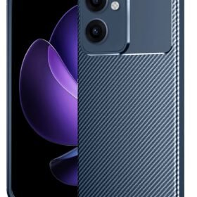 Oppo Reno 13F Kılıf Auto Focus Karbon Kapak - Lacivert-(5796)