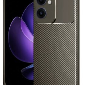 Oppo Reno 13F Kılıf Auto Focus Karbon Kapak - Kahverengi-(5796)