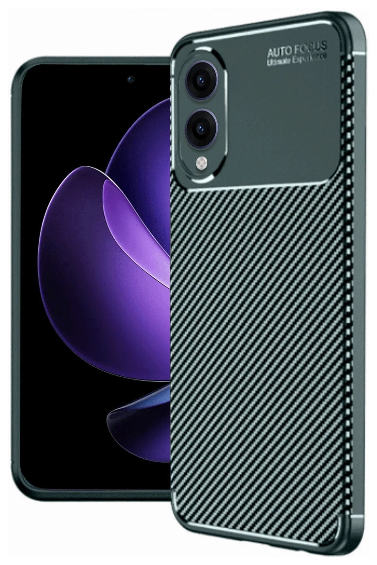 Samsung Galaxy S25 Edge Kılıf Auto Focus Karbon Kapak - Koyu Yeşil-(5796)