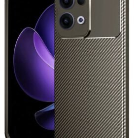 Oppo Reno 13 Pro Kılıf Auto Focus Karbon Kapak - Kahverengi-(5796)