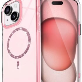 Apple iPhone 14 Live Diamond Magsafe Kapak - Pembe-(5796)