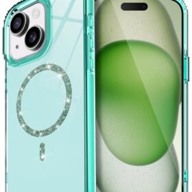 Apple iPhone 14 Live Diamond Magsafe Kapak - Yeşil-(5796)