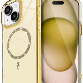 Apple iPhone 15 Live Diamond Magsafe Kapak - Sarı-(5796)