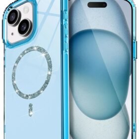 Apple iPhone 15 Plus Live Diamond Magsafe Kapak - Mavi-(5796)