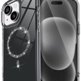 Apple iPhone 15 Plus Live Diamond Magsafe Kapak - Siyah-(5796)