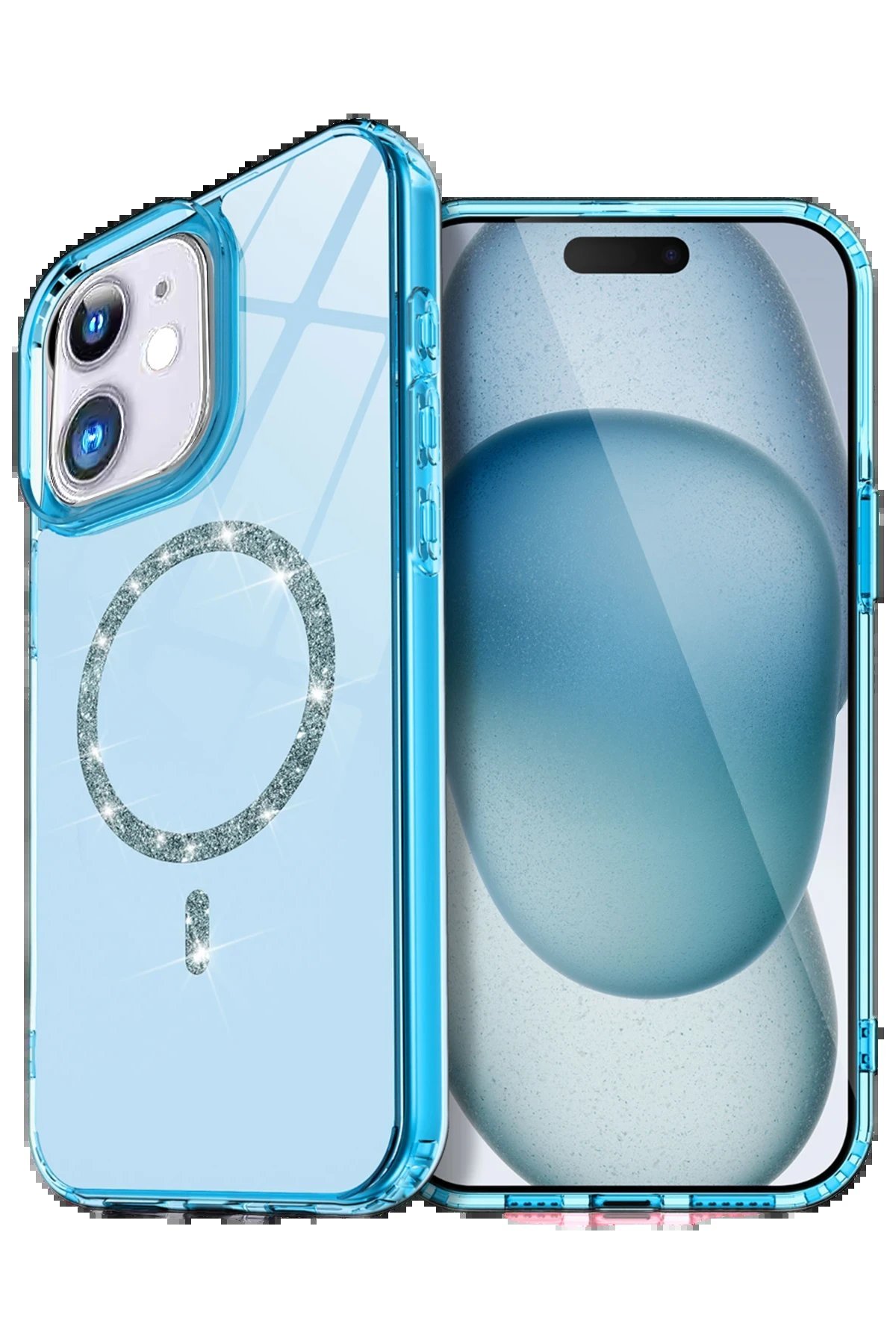 Apple iPhone 11 Live Diamond Magsafe Kapak - Mavi-(5796)