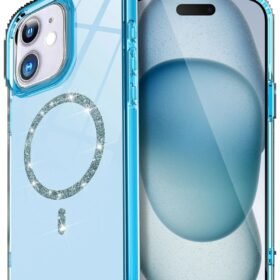 Apple iPhone 12 Live Diamond Magsafe Kapak - Mavi-(5796)