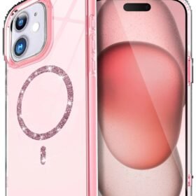 Apple iPhone 12 Live Diamond Magsafe Kapak - Pembe-(5796)