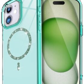 Apple iPhone 12 Live Diamond Magsafe Kapak - Yeşil-(5796)