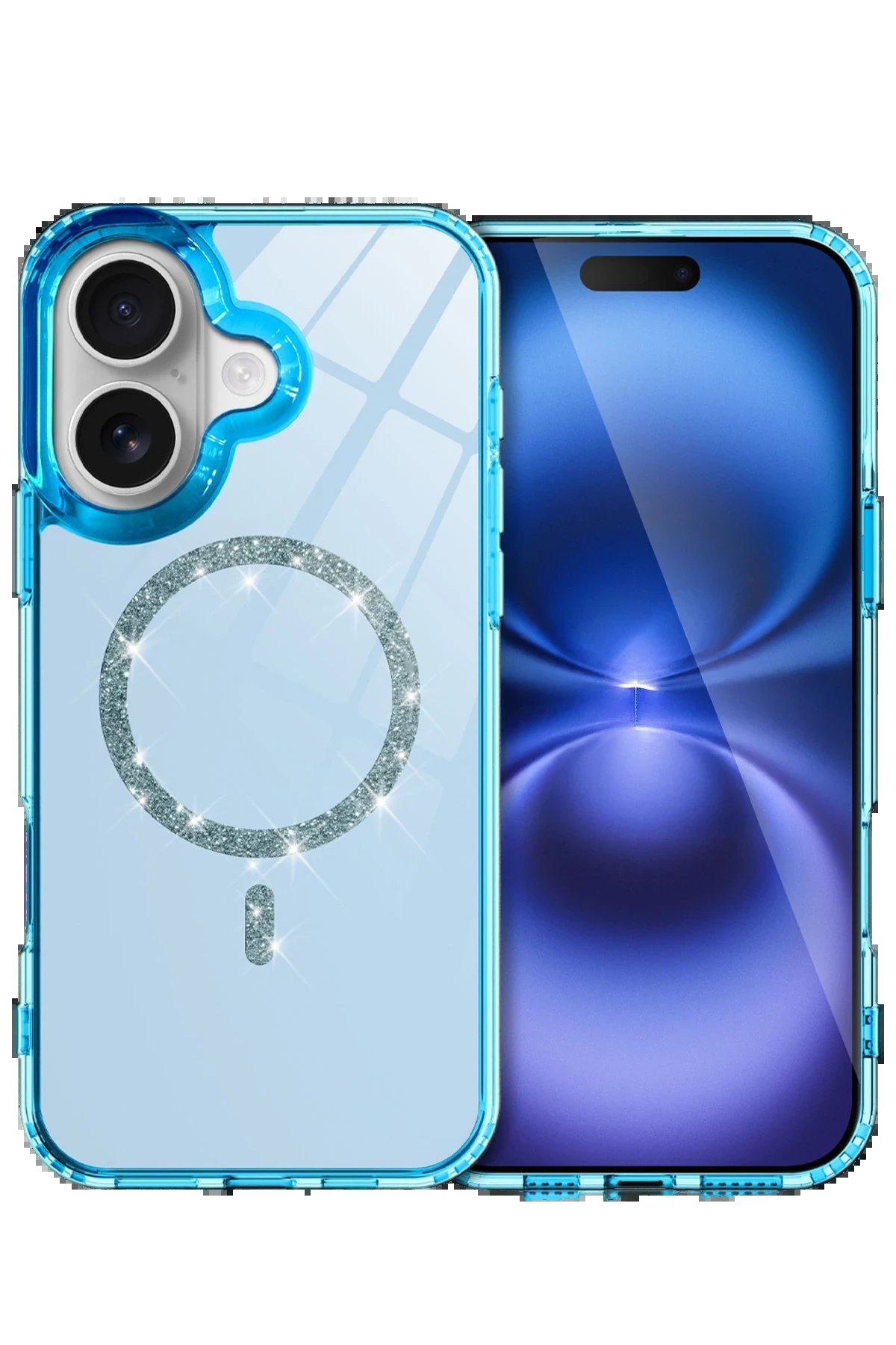 Apple iPhone 16 Live Diamond Magsafe Kapak - Mavi-(5796)