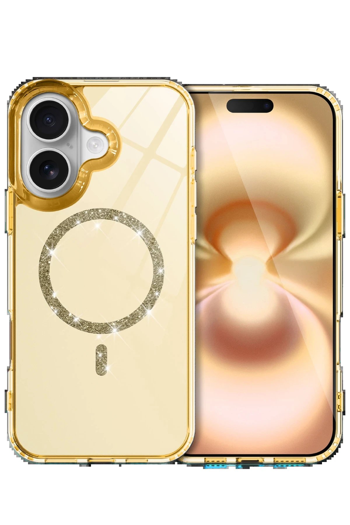 Apple iPhone 16 Live Diamond Magsafe Kapak - Sarı-(5796)