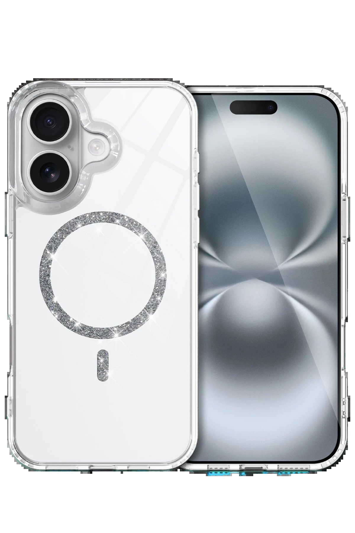 Apple iPhone 16 Live Diamond Magsafe Kapak - Şeffaf-(5796)