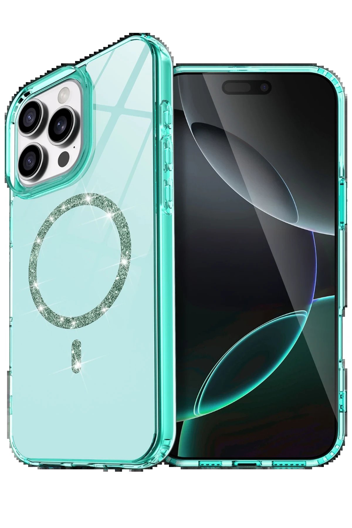 Apple iPhone 16 Pro Live Diamond Magsafe Kapak - Yeşil-(5796)