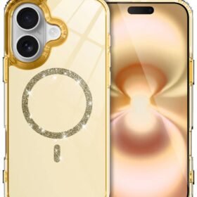 Apple iPhone 16 Plus Live Diamond Magsafe Kapak - Sarı-(5796)