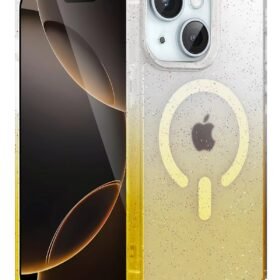 Apple iPhone 15 Pummel Shiny Magsafe Kapak - Gold-(5796)