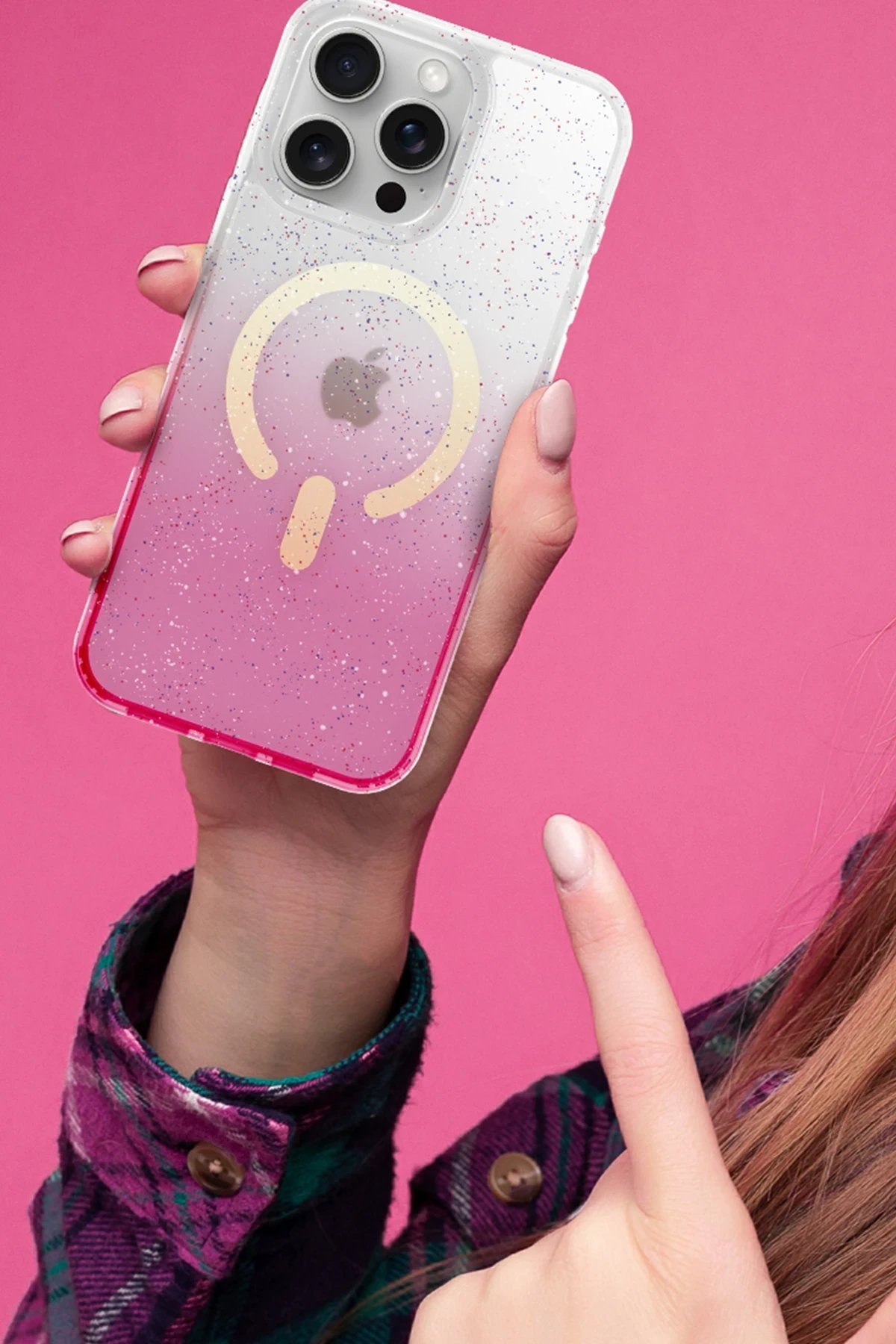 Apple iPhone 16E Pummel Shiny Magsafe Kapak - Mor-(5796) - Görsel 2