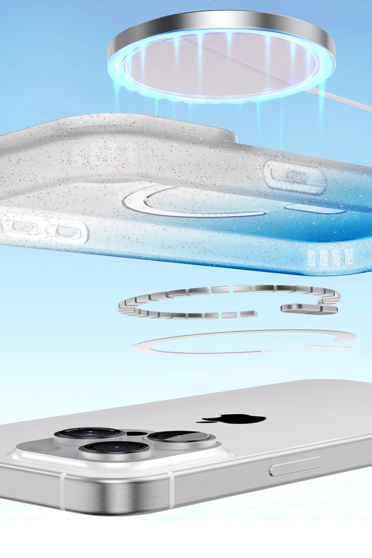 Apple iPhone 16E Pummel Shiny Magsafe Kapak - Siyah-(5796) - Görsel 3