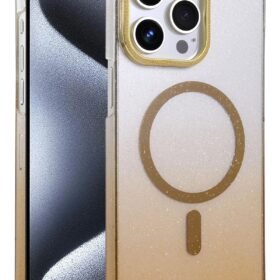 Apple iPhone 14 Pro Max Glossy Magsafe Kapak - Çöl Titanyum-(5796)