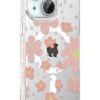 Apple iPhone 14 Floral Magsafe Kapak - Pembe-(5796)