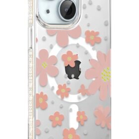 Apple iPhone 14 Floral Magsafe Kapak - Pembe-(5796)