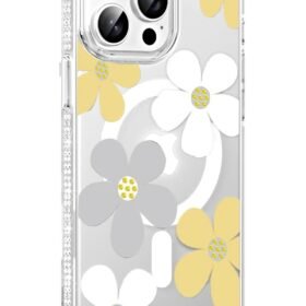 Apple iPhone 14 Pro Max Floral Magsafe Kapak - Sarı-(5796)
