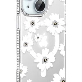 Apple iPhone 15 Floral Magsafe Kapak - Beyaz-(5796)