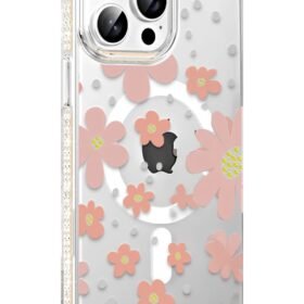 Apple iPhone 15 Pro Max Floral Magsafe Kapak - Pembe-(5796)