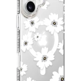 Apple iPhone 16 Floral Magsafe Kapak - Beyaz-(5796)
