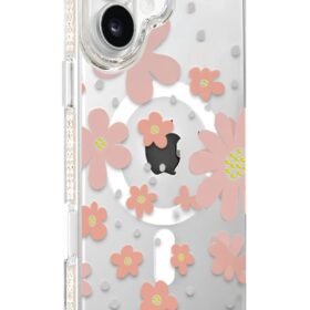 Apple iPhone 16 Floral Magsafe Kapak - Pembe-(5796)