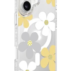 Apple iPhone 16 Floral Magsafe Kapak - Sarı-(5796)