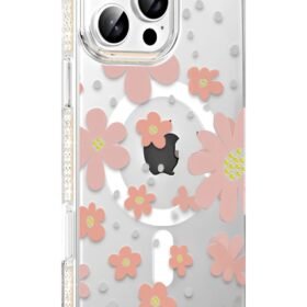 Apple iPhone 16 Pro Floral Magsafe Kapak - Pembe-(5796)